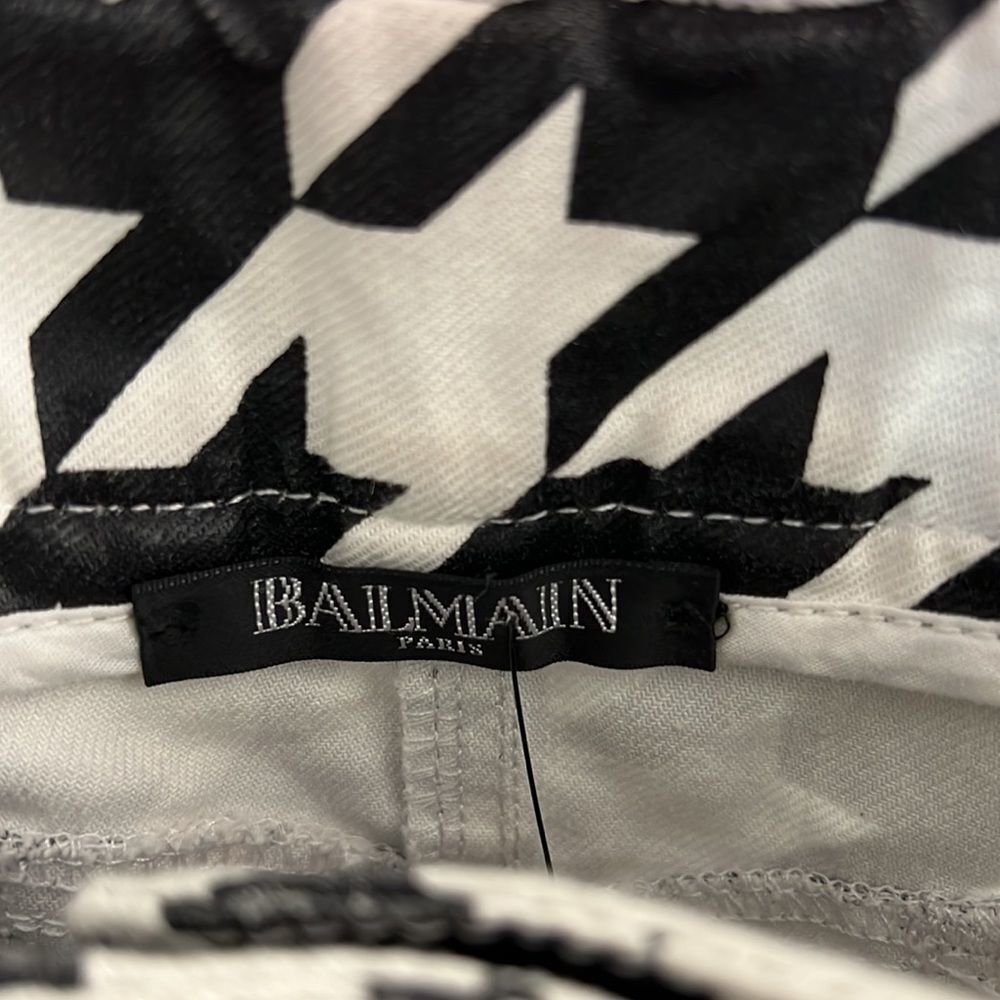 Balmain Skinny Leg Jeans Pants Houndstooth Size Medium With Zippers, Gold Button - Picture 7 of 14